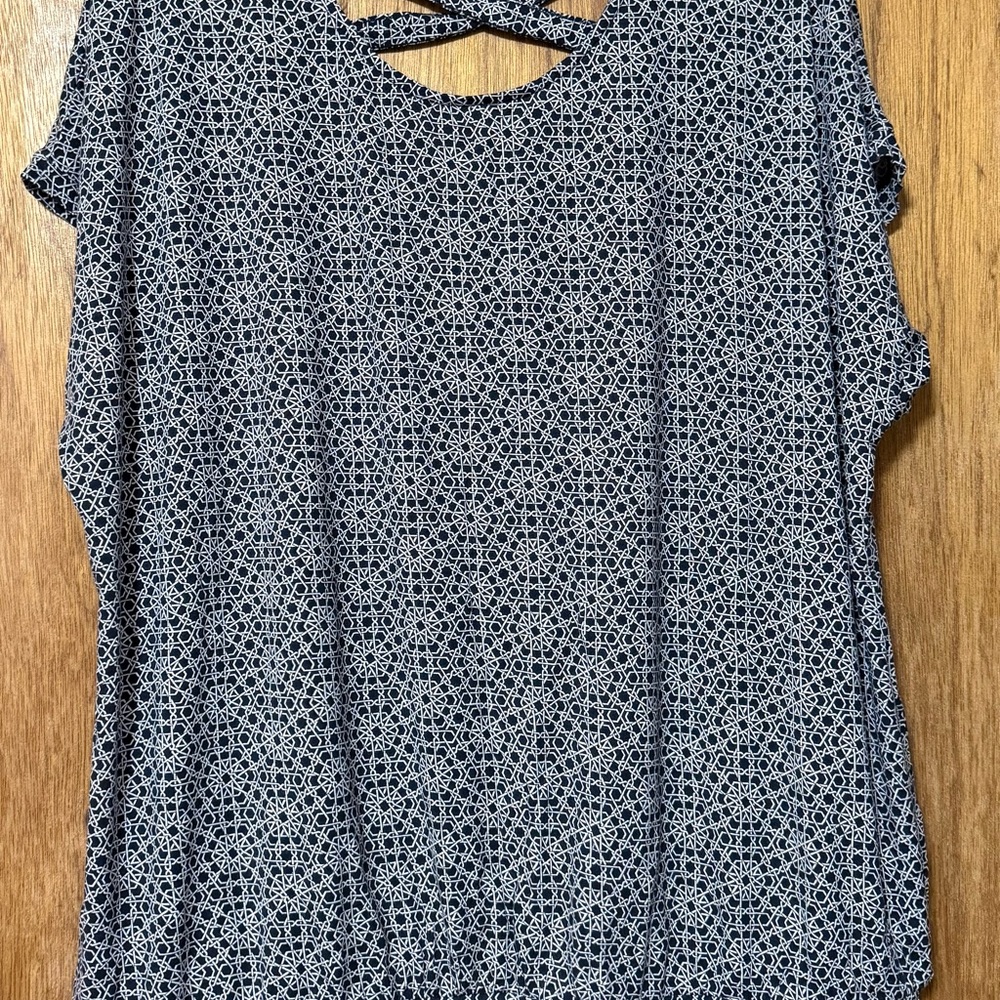 Lane Bryant Blue Boxy Cap Sleeve Blouse